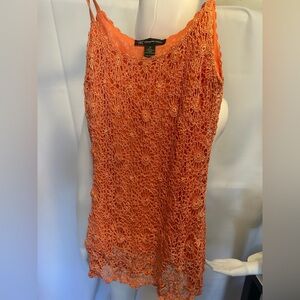 INC International Concepts Orange Crochet Tank Top